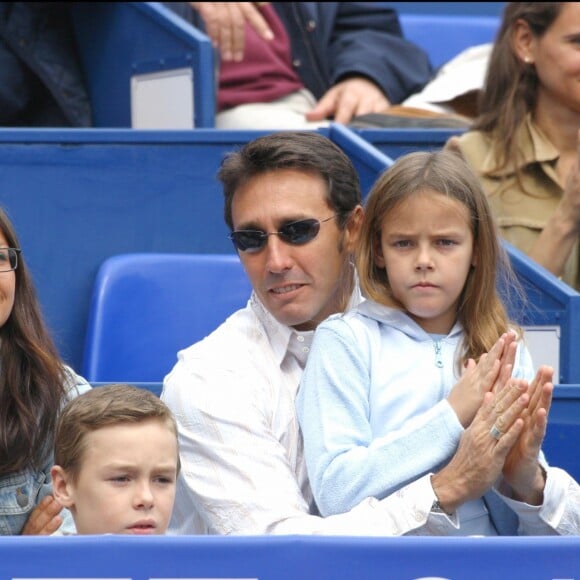 Daniel Ducruet et ses enfants Pauline et Louis en avril 2003 au tournoi de tennis de Monte-Carlo.