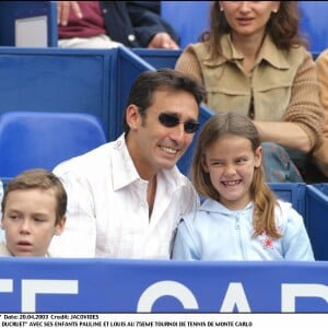 Daniel Ducruet et ses enfants Pauline et Louis en avril 2003 au tournoi de tennis de Monte-Carlo.