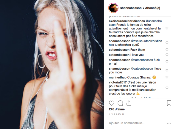 Shanna Besson soutient son père Luc Besson face aux accusations d'agressions sexuelles, le 1er décembre 2018. En commentaires, Sateen (une autre des filles du cinéaste) réplique.