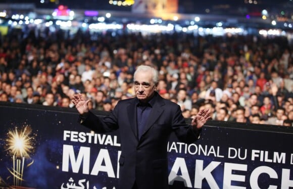 Martin Scorsese lors de son hommage sur la place Jemaa el-Fna lors du 17ème Festival International du film de Marrakech, le 3 décembre 2018. © Denis Guignebourg/Bestimage