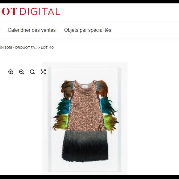 Capture d'écran de la robe de Zaz aux enchères pour le Téléthon. Décembre 2018