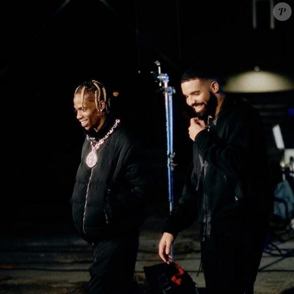 Travis Scott et Drake sur le tournage du clip de Sicko Mode. Octobre 2018.