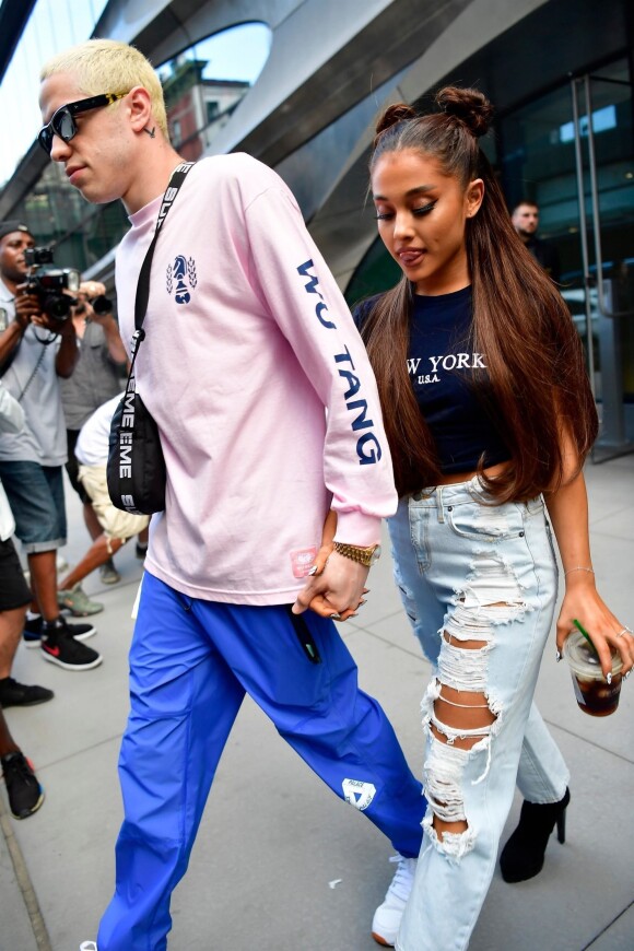 Ariana Grande et son fiancé Pete Davidson se rendent au concert Amazon Music Unboxing Prime Day à New York, le 11 juillet 2018