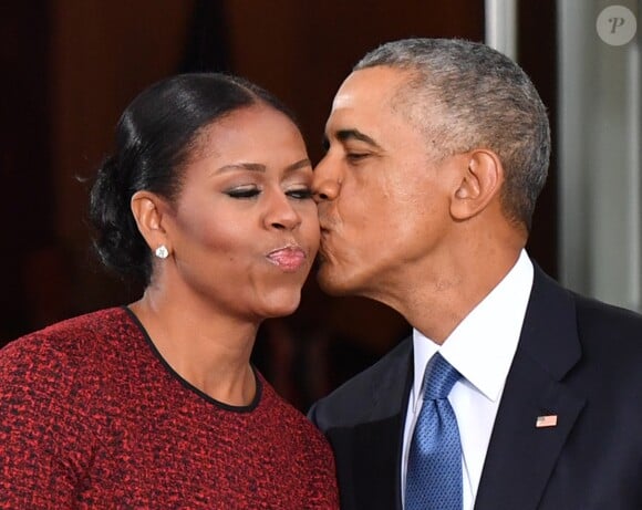 Michelle et Barack Obama à la Maison-Blanche, avant l'investiture de Donald Trump, 45e président des Etats-Unis. Washington, le 20 janvier 2017.