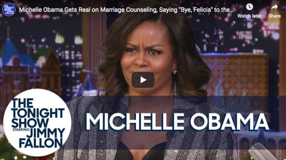 Michelle Obama dans l'émission de Jimmy Fallon, le 18 décembre 2018.