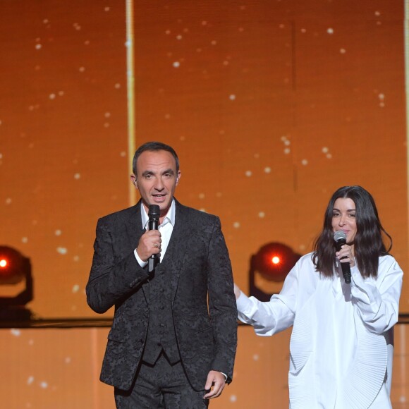 Exclusif - Nikos Aliagas et Jenifer Bartoli lors de l'enregistrement de l'émission "La chanson Secrète" présentée par Nikos Aliagas à la Seine Musicale à Boulogne-Billancourt, qui sera diffusée le 29 décembre en prime time sur TF1. © D.Guignebourg-G.Gorassini / Bestimage