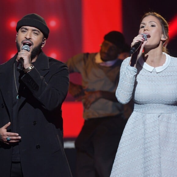 Exclusif - Slimane et Vitaa lors de l'enregistrement de l'émission "La chanson Secrète" présentée par Nikos Aliagas à la Seine Musicale à Boulogne-Billancourt, qui sera diffusée le 29 décembre en prime time sur TF1. © D.Guignebourg-G.Gorassini / Bestimage