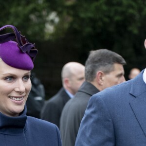Zara et Mike Tindall à la messe de Noël à l'église Sainte-Marie-Madeleine à Sandringham, le 25 décembre 2018.