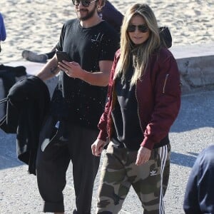 Heidi Klum fait un balade avec son fiancé Tom Kaulitz et trois de ses enfants à Santa Monica le 29 décembre 2018.