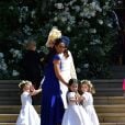 Jessica Mulroney fait son arrivée à la chapelle Saint-George avec les demoiselles d'honneur pour les noces de son amie Meghan Markle, le 19 mai 2018.