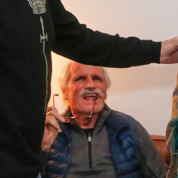 Christophe Lambert, Jane Goodall, Yann Arthus-Bertrand lors du pré lancement de Five Rescue, un laboratoire de recherches innovant pour la sauvegarde des espèces en voie de disparition à Paris le 19 décembre 2018. © Philippe Doignon / Bestimage