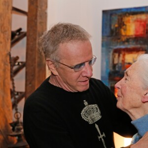 Christophe Lambert, Jane Goodall lors du pré lancement de Five Rescue, un laboratoire de recherches innovant pour la sauvegarde des espèces en voie de disparition à Paris le 19 décembre 2018. © Philippe Doignon / Bestimage