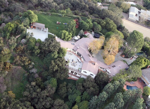 Vue aérienne de la maison de Ben Affleck et Jennifer Garner, à Los Angeles.