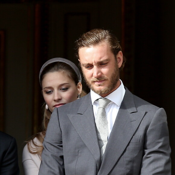 Pierre Casiraghi et Beatrice Borromeo au balcon du palais à Monaco lors de la Fête nationale monégasque, le 19 novembre 2016. © Bruno Bebert/Dominique Jacovides/Bestimage
