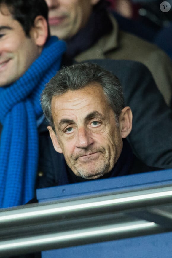 Nicolas Sarkozy au Parc des Princes à Paris le 9 janvier 2019 lors du quart de finale de la Coupe de la Ligue entre le PSG et l'En Avant Guingamp. © Cyril Moreau/Bestimage