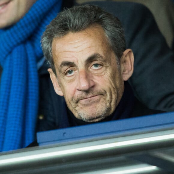 Nicolas Sarkozy au Parc des Princes à Paris le 9 janvier 2019 lors du quart de finale de la Coupe de la Ligue entre le PSG et l'En Avant Guingamp. © Cyril Moreau/Bestimage