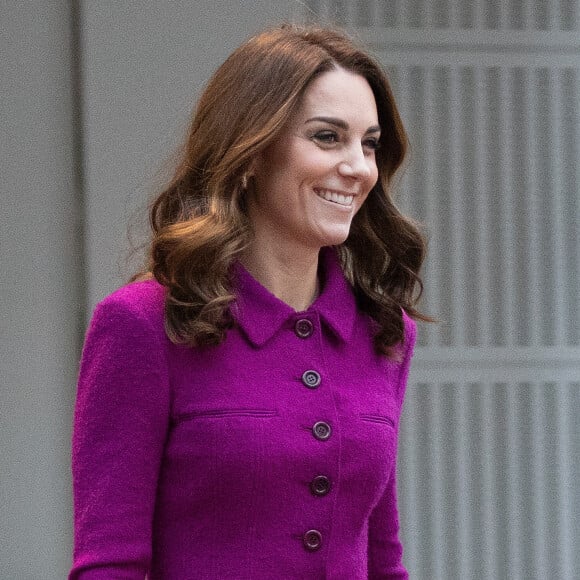 Kate Catherine Middleton, duchesse de Cambridge, arrive à la Royal Opera House à Londres, pour visiter le département costumes, le 16 janvier 2019.