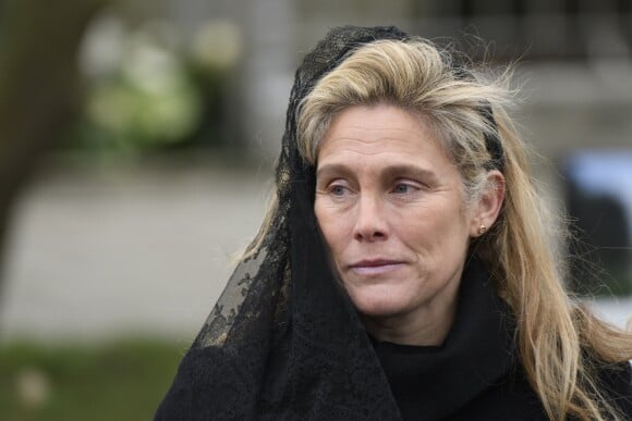 Luisa de Lannoy aux obsèques de son père le comte Philippe de Lannoy à Anvaing en Belgique le 16 janvier 2019.