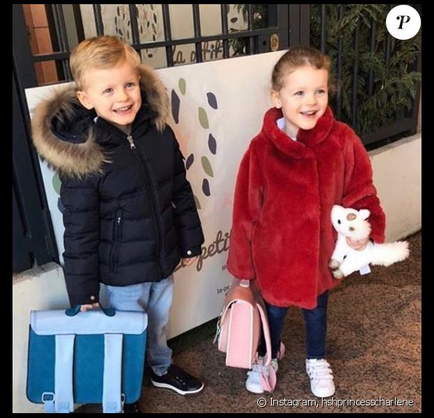 Charlene de Monaco publie une photo de Jacques et Gabriella de retour à l'école après les vacances de Noël. Instagram, le 7 janvier 2019.
