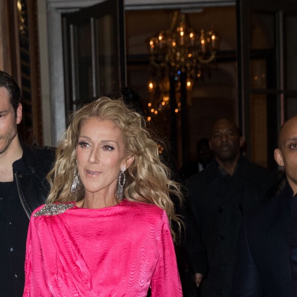 Semi-exclusif - Céline Dion et Pepe Munoz quittent l'hôtel De Crillon pour se rendre Moulin Rouge à Paris, le 24 janvier 2019.