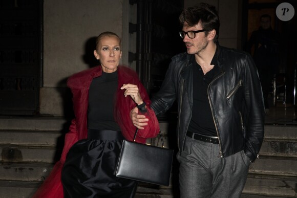 Semi-exclusif - Céline Dion et Pepe Munoz à la sortie du restaurant Girafe à Paris, France, le 27 janvier 2019.