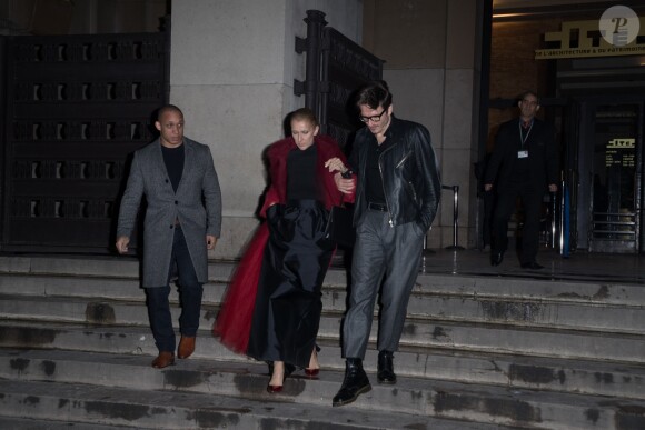 Semi-exclusif - Céline Dion et Pepe Munoz à la sortie du restaurant Girafe à Paris, France, le 27 janvier 2019.