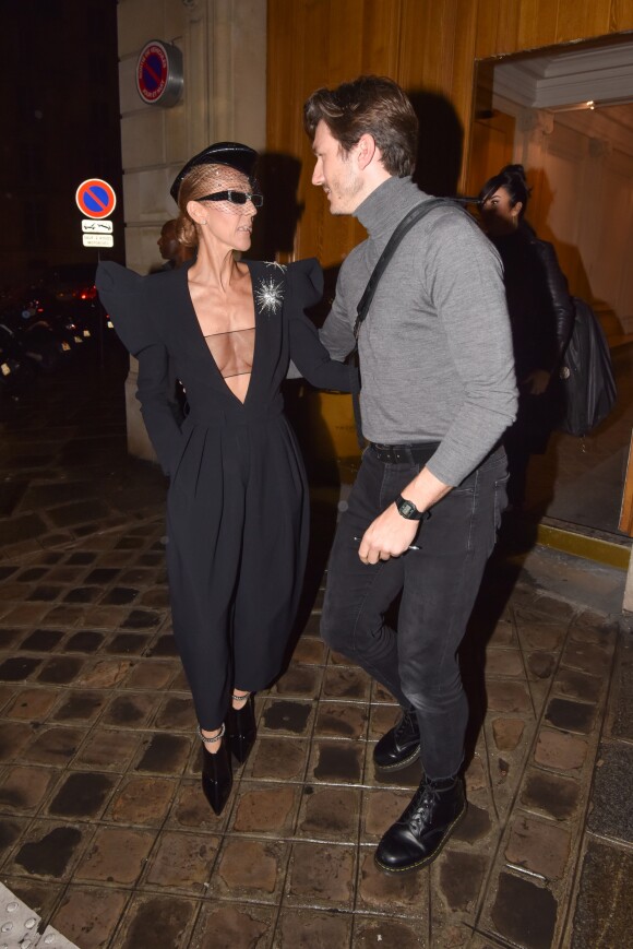 Céline Dion et Pepe Munoz arrivent aux Folies Bergère à Paris le 25 janvier 2019