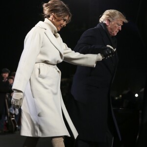 Donald Trump et sa femme Melania Trump à la cérémonie d'allumage du sapin de Noël de la Maison Blanche à Washington le 28 novembre 2018.