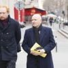 Simon Baker (Maison Européenne de la Photographie) et Christophe Girard - Obsèques de Henry Chapier en l'église Notre-Dame des Champs à Paris le 4 février 2019.