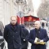 Simon Baker (Maison Européenne de la Photographie) et Christophe Girard - Obsèques de Henry Chapier en l'église Notre-Dame des Champs à Paris le 4 février 2019
