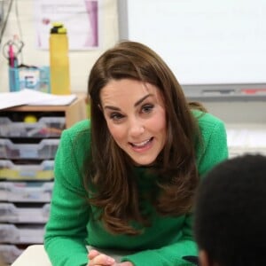 Catherine Kate Middleton, duchesse de Cambridge, lors d'une visite à l'école primaire Lavender à Londres en marge de la semaine de la santé mentale des enfants le 5 février 2019.