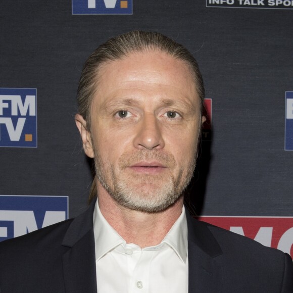 Emmanuel Petit - Conférence de presse pour la présentation de la "Dream Team" RMC et BFMTV pour la Coupe du monde de football 2018 en Russie (du 14 juin au 15 juillet) au Pavillon Wagram à Paris, France, le 11 avril 2018. © Pierre Perusseau/Bestimage