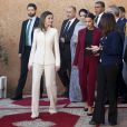 La reine Letizia d'Espagne visitant l'Ecole de la seconde chance à Salé au Maroc le 14 février 2019.
