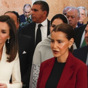 La reine Letizia d'Espagne visitant l'Ecole de la seconde chance à Salé au Maroc le 14 février 2019.