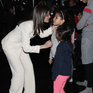 La reine Letizia d'Espagne visitant l'Ecole de la seconde chance à Salé au Maroc le 14 février 2019.