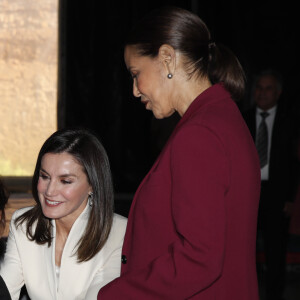 La reine Letizia d'Espagne visitant l'Ecole de la seconde chance à Salé au Maroc le 14 février 2019.