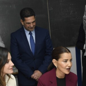 La reine Letizia d'Espagne visitant l'Ecole de la seconde chance à Salé au Maroc le 14 février 2019.