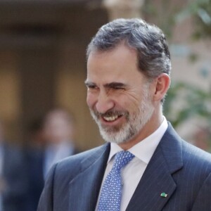 Le roi Felipe VI d'Espagne en visite au ministère des Affaires étrangères à Rabat, au Maroc, le 14 février 2019.