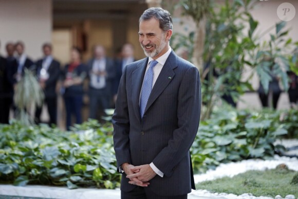Le roi Felipe VI d'Espagne en visite au ministère des Affaires étrangères à Rabat, au Maroc, le 14 février 2019.