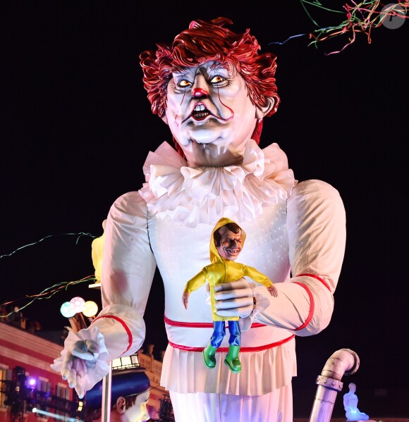 Le char Ca Préside durant le 1er Corso Carnavalesque dans le cadre de la 135ème édtion du Carnaval "Roi du Cinéma" à Nice le 16 février 2019. © Bruno Bebert/Bestimage