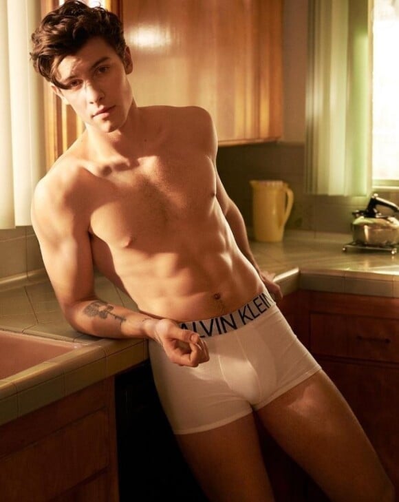 Shawn Mendes pose dans une campagne pour les boxers Calvin Klein.