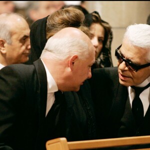 Rolph Sachs et Karl Lagerfeld aux obsèques du Prince Rainier III à Monaco. Le 15 avril 2005.