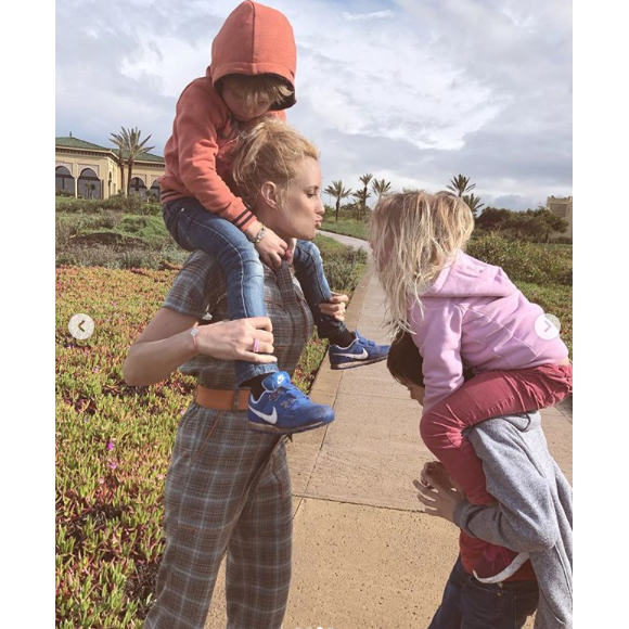 Elodie Gossuin et ses enfants au Maroc, le 18 février 2019.