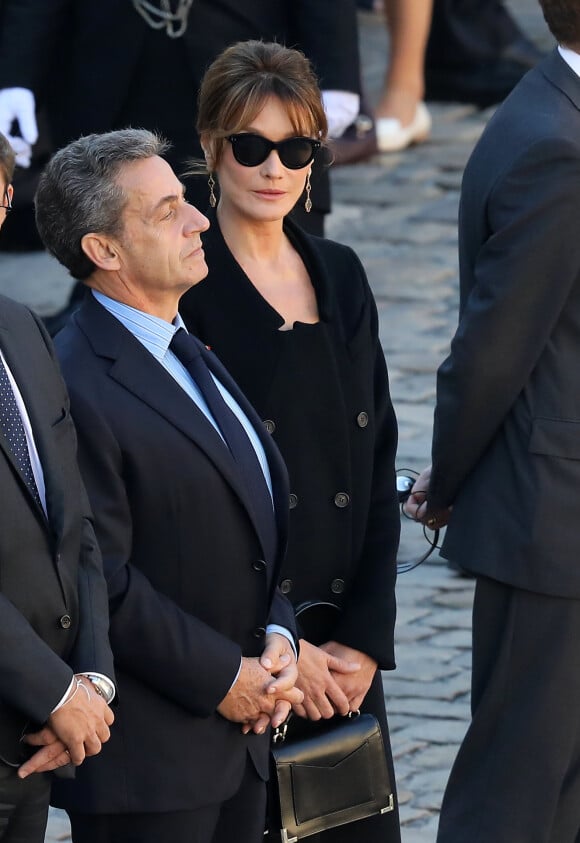 Nicolas Sarkozy, Carla Bruni Sarkozy - Arrivées à l'hommage national à Charles Aznavour à l'Hôtel des Invalides à Paris. Le 5 octobre 2018 © Jacovides-Moreau / Bestimage