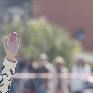 La reine Letizia d'Espagne présidait à la cérémonie de remise du drapeau national au régiment parachutiste d'infanterie Naples n°4 à Paracuellos del Jarama le 23 février 2019.