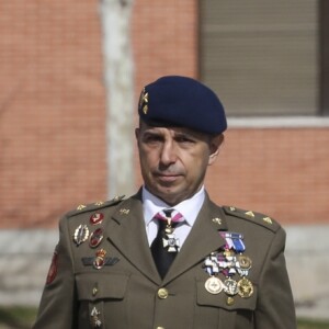 La reine Letizia d'Espagne présidait à la cérémonie de remise du drapeau national au régiment parachutiste d'infanterie Naples n°4 à Paracuellos del Jarama le 23 février 2019.