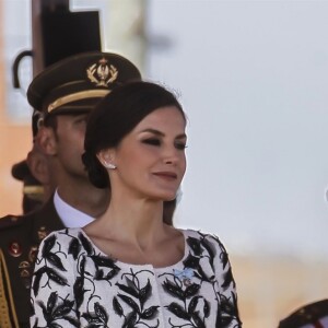 La reine Letizia d'Espagne présidait à la cérémonie de remise du drapeau national au régiment parachutiste d'infanterie Naples n°4 à Paracuellos del Jarama le 23 février 2019.