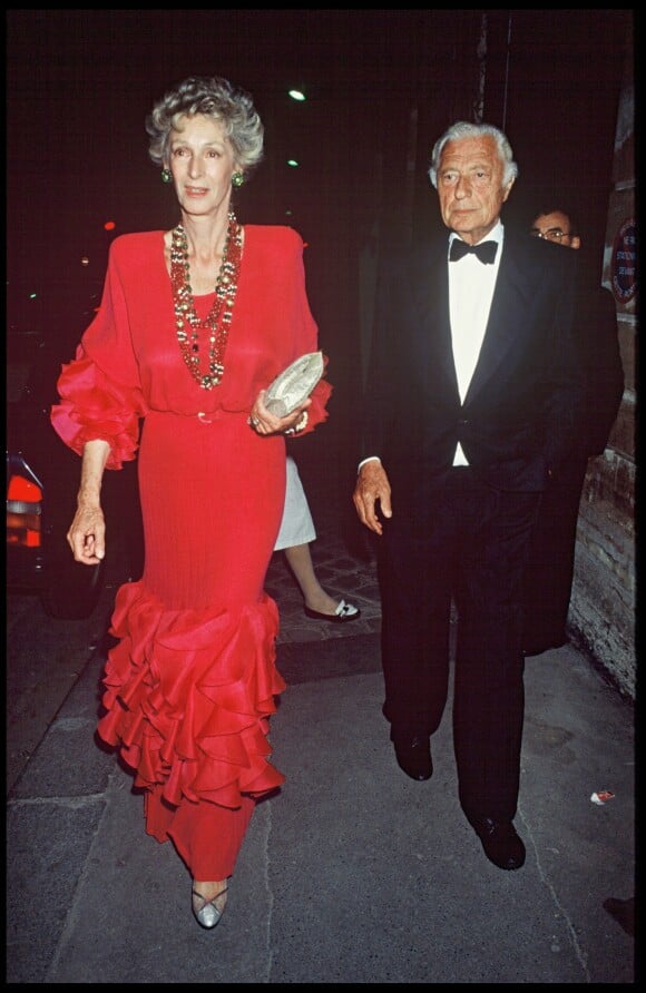 Marella et Gianni Agnelli en juin 1989 lors d'une soirée en l'honneur de Ronald Reagan.