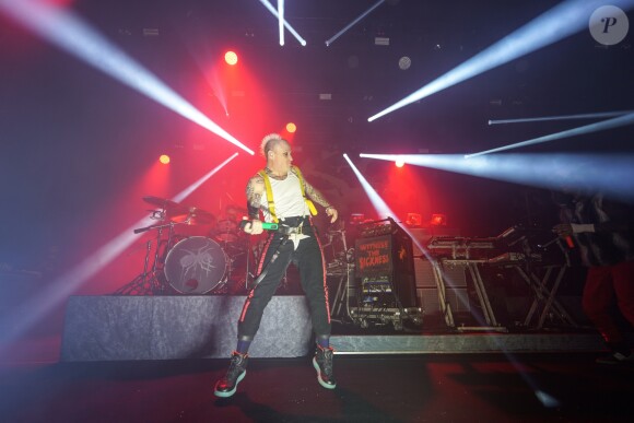 Keith Flint lors d'un concert de The Prodigy à Londres en décembre 2017. Le chanteur anglais est mort à 49 ans le 4 mars 2019.