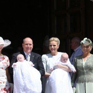 Baptême des jumeaux du prince Albert II de Monaco et de la princesse Charlene, le prince héréditaire Jacques et la princesse Gabriella, en la cathédrale de Monaco le 10 mai 2015. A droite, Christopher Le Vine Jr., l'un des parrains.